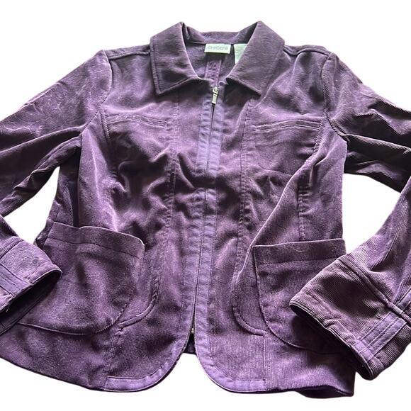 Chico’s 0 Purple Corduroy Jacket Woman Size 4 Zip Front Pockets - Picture 4 of 9